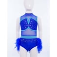 thumbnail image 2 of CHICTRY Justaucorps de Danse Ballet pour Filles Robe de Patinage Artistique Jupe Tutu à Plumes Costume de Performance sur Scène Bleu 14, 2 of 7