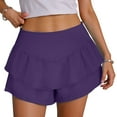 thumbnail image 2 of vigerkar Flowy Shorts for Women Ruffle Skorts High Waisted Pleated Mini Skirts Teen Gilrs Running Tennis Skort Summer Shorts 2025 Purple, XXL, 2 of 7