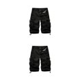 thumbnail image 3 of Minnieouse Pantalones cortos Cargo para hombre, cintura expandible portátil, multibolsillos, ligeros, transpirables, informales, pantalones Negro cuarenta 2piezas, 3 of 6