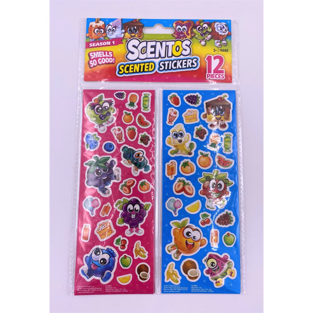 Scentos Scented 12 pack Stickers, Party Favors