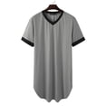 thumbnail image 3 of INCERUN Men's Short Sleeve Night Shirts Sleepwear Solid Color Soft Nightgowns, 3 of 7