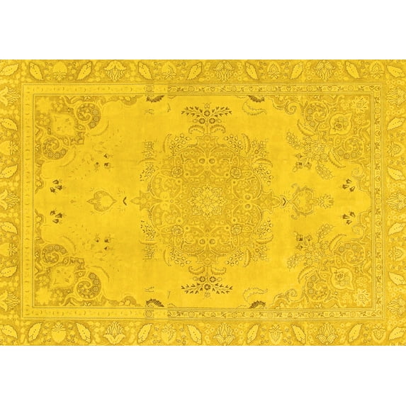 Ahgly Company Indoor Rectangle Abstract Yellow Modern Area Rugs, 2' x 4'