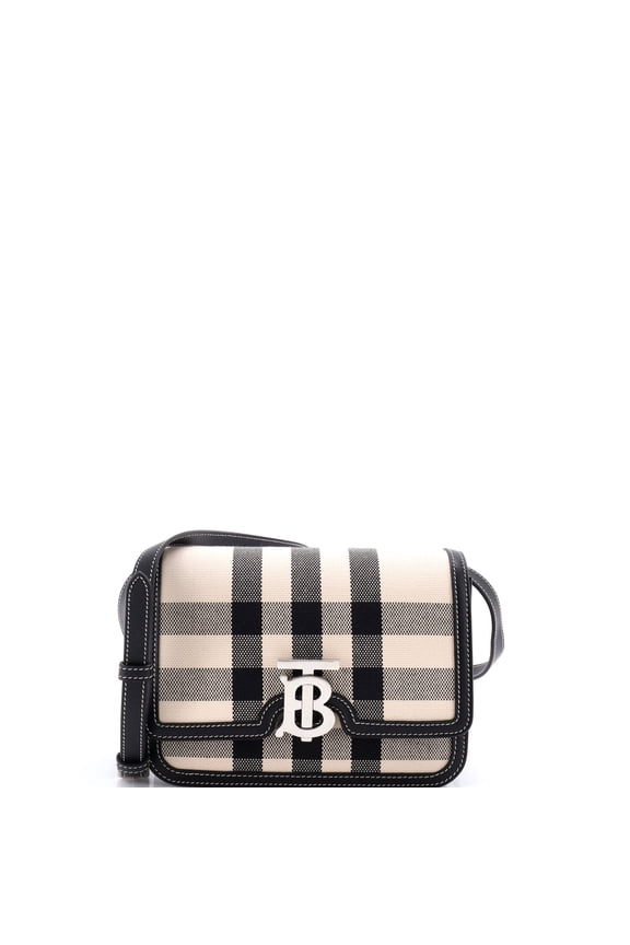 Pre-Owned TB Flap Bag Check Canvas Small By Rebag