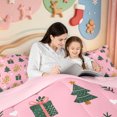 thumbnail image 5 of Manfei Christmas Happy Holiday 7 Pieces Full Size Bedding Sets,Rustic Animals Full Size Bed in a Bag,Pink Reversible, 5 of 7