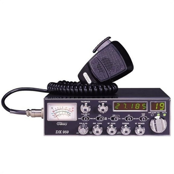 Galaxy DX-959B Mobile CB Radio with Blue Frequency and Channel Digits and Backlit StarLite Faceplate