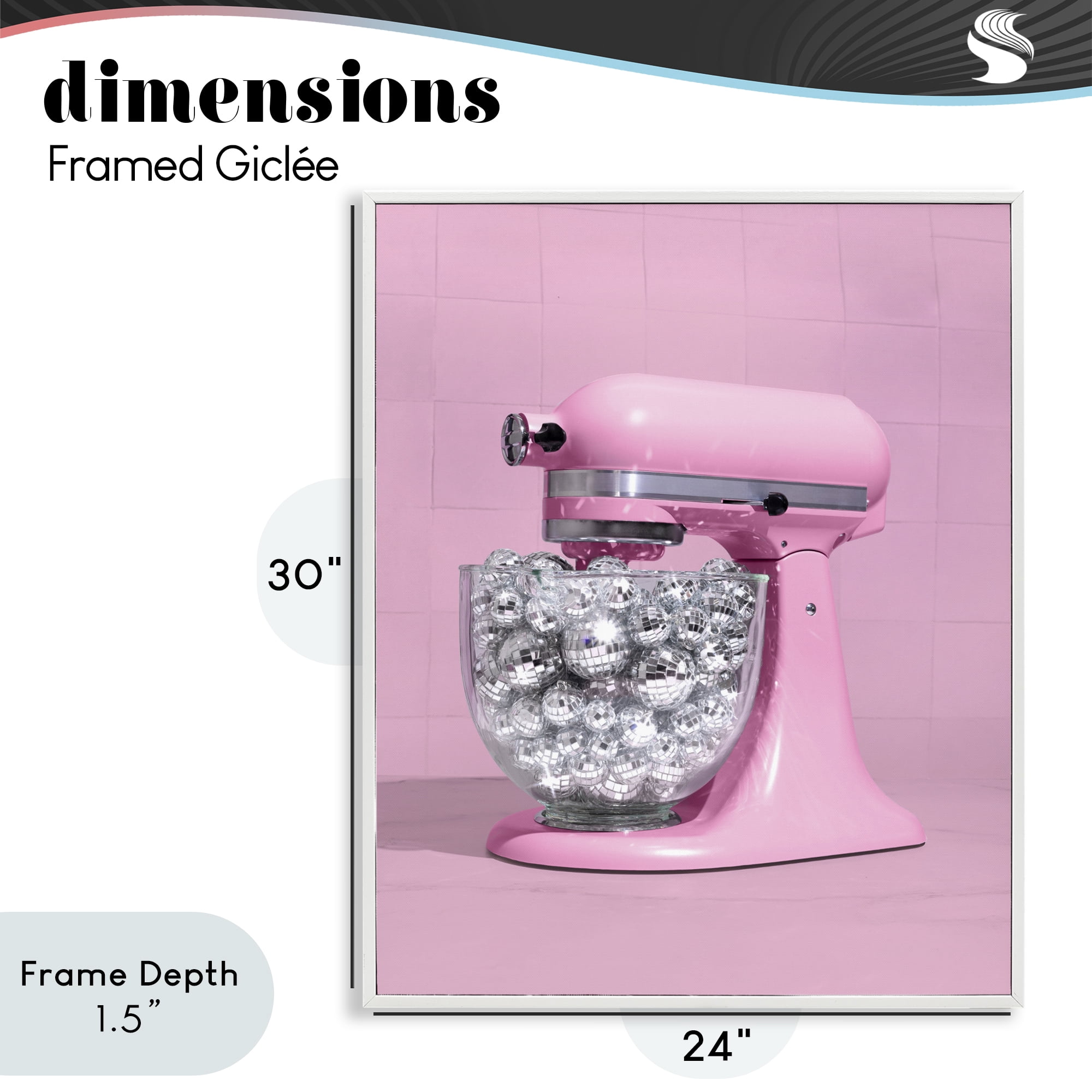 Stupell Industries Disco Kitchen Mixer over Pink White Framed Giclee Art, design by LISH Creative