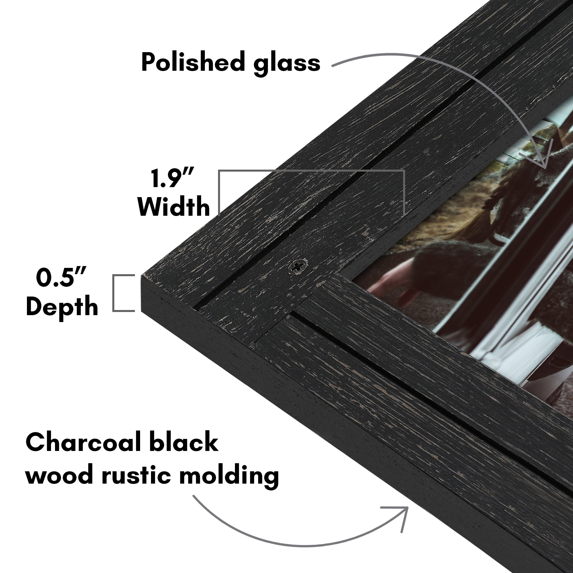 Americanflat 4x6 Hinge Frame Hinged Triple Photo Openings Polished Glass Distressed Collage - Charcoal Black