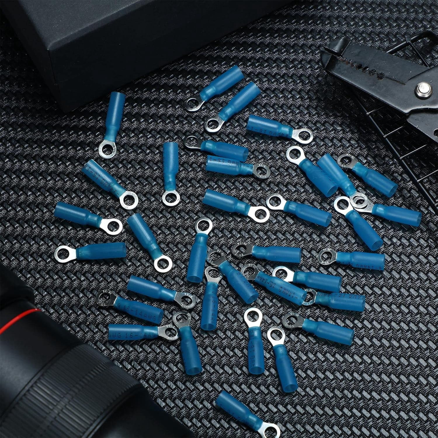 300 heat shrink ring terminals #10 electrical connector connectors transparent wire connectors, waterproof and insulated (blue, ring #10)