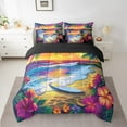 thumbnail image 2 of Erosebridal Beach Bedding Twin Size, Tropic Flower Bedding Sets Twin Size, Ocean Marine Reversible Comforter Sets with Sheets, Ultra Soft Bedroom Decorative, 7pcs, 2 of 4