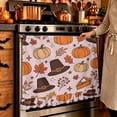 thumbnail image 4 of Retro Thanksgiving Oven Door Cover, Pilgrim Hat Pumpkin Pie Fall Leaf Cotton‑Blend Kitchen Stove Curtain, Self‑Adhesive Oven Curtain Skirt 30 x 25.2 Inch, 4 of 9