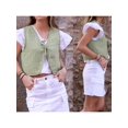 thumbnail image 3 of ZAXARRA Women Tie Front Plaid Vest Top Sleeveless V Neck Gingham Shirt Crop Tank Tops Babydoll Streetwear, 3 of 7