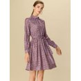 thumbnail image 2 of Vestido Floral De Una Línea De Manga Larga Con Columpio Hasta La Rodilla Y Cuello Simulado Para Mujer Marrón XS, 2 of 6