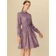 thumbnail image 2 of Vestido Floral De Una Línea De Manga Larga Con Columpio Hasta La Rodilla Y Cuello Simulado Para Mujer Marrón XS, 2 of 6