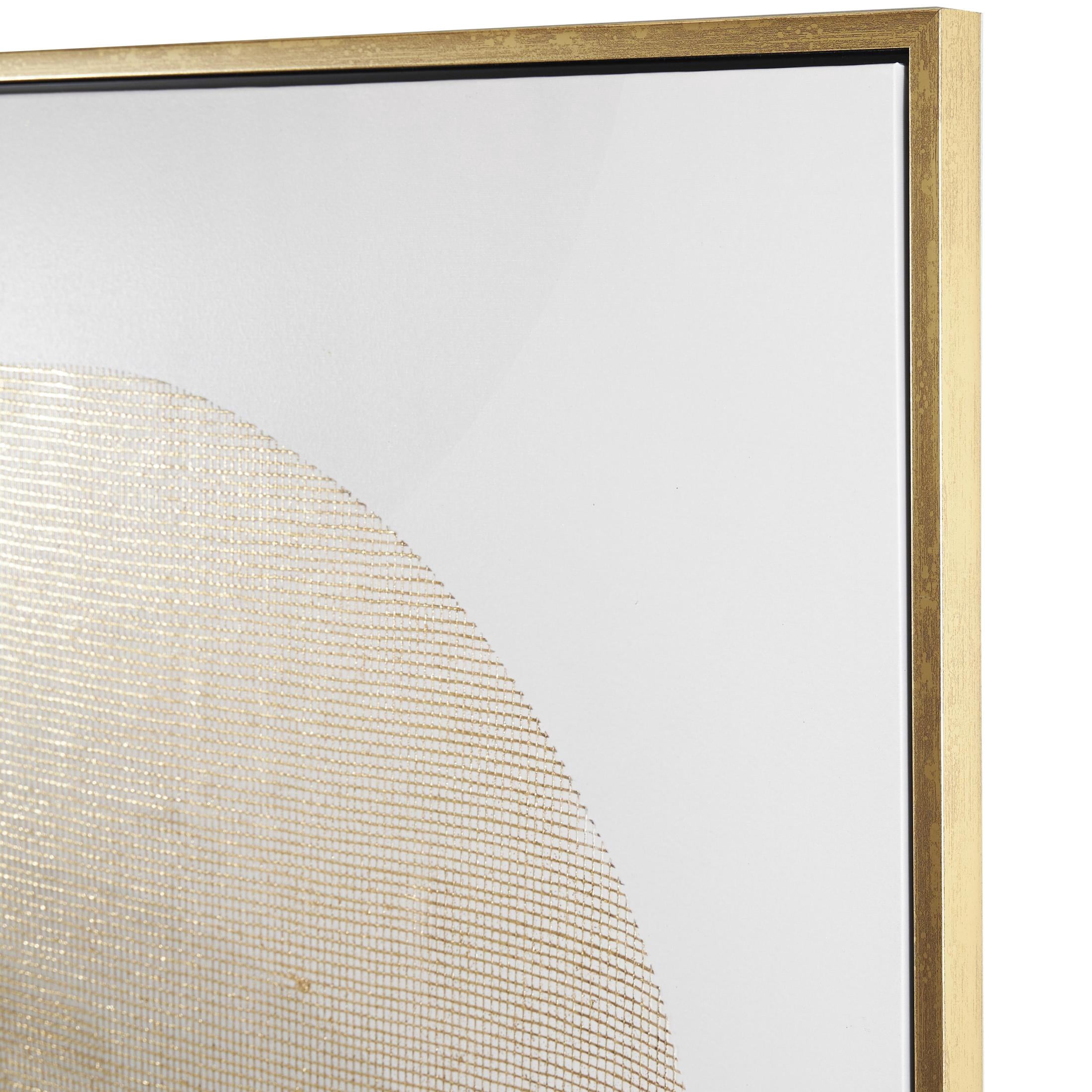 47" x 65" Overlapping Circle Geometric Framed Wall Art with Gold Grid Details, by DecMode