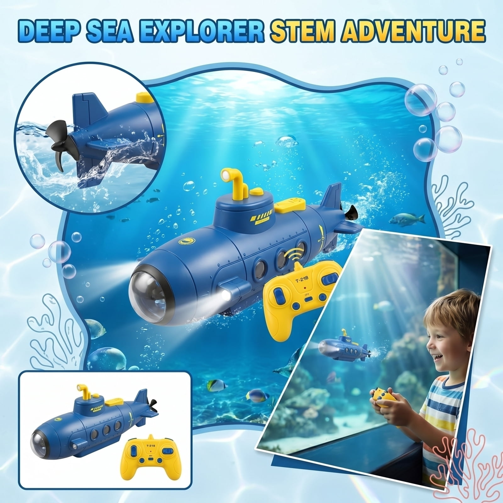 Mini RC Submarine, Remote Control Boat, Under Water Ship RC Boat for Teens