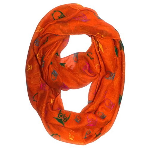 Peach Couture Stunning Colorful Lightweight Vintage Owl Print Infinity Loop Scarf