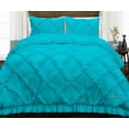 thumbnail image 1 of SGI Alaskan King Diamond Ruffle Comforter Set Microfiber 3 Piece Turquoise Blue, 1 of 5