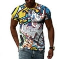 thumbnail image 1 of Mode Été Hip Hop Personnalité Graffiti T-shirt Homme Intéressant Harajuku Décontracté Impression 3D Manches Courtes Col Rond Tees Tops, 1 of 5