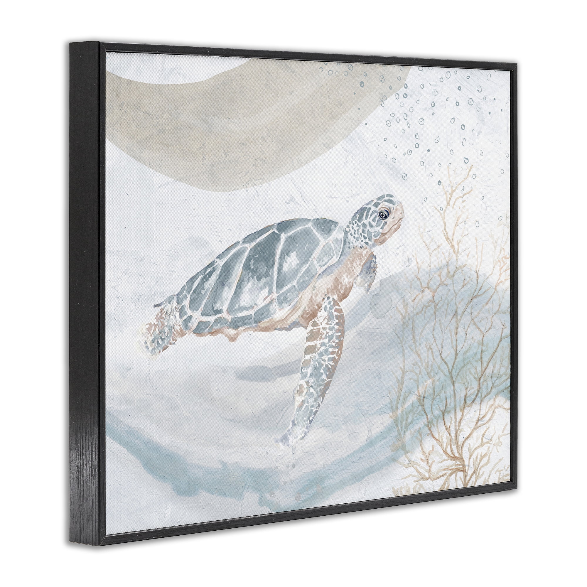 Stupell Industries Turtle Watercolor Style Animals & Insects Painting Black Framed Art Print Wall Art, 14 x 11