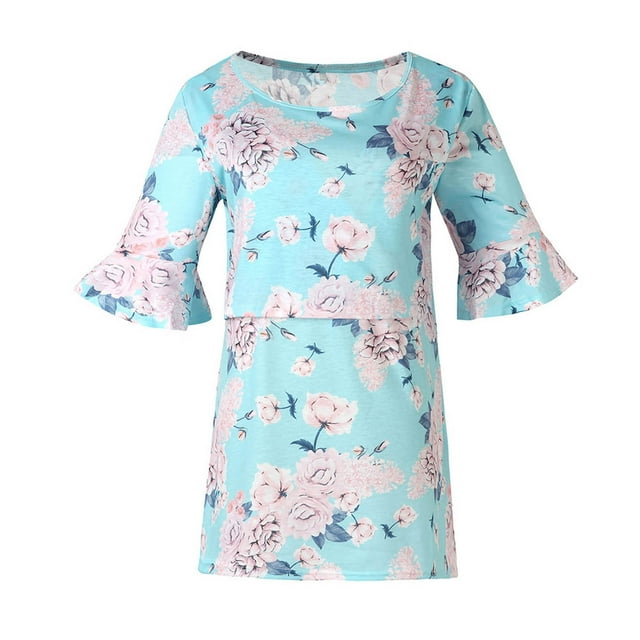 DPTALR T-shirt de Maternité à Manches Courtes Imprimé Fleuri pour Femmes Enceintes