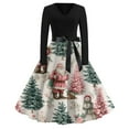 thumbnail image 6 of Christmas Dresses for Women Ladies' Christmas Printed Casual And Fashionable V-neck Long Sleeved Dress for Holiday Festive,Green,M, 6 of 7