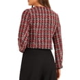 thumbnail image 3 of INSPIRE CHIC Women's Costume Round Neck Button Front Closure Long Sleeve Tweed Jacket S Red Black, 3 of 6