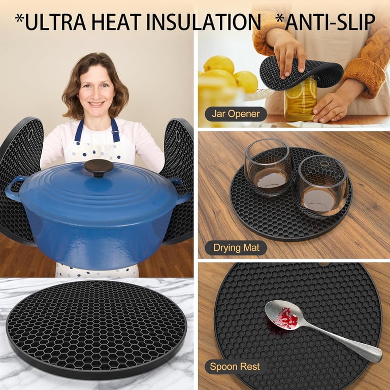 4-Pack Silicone Trivet Mats – Heatproof Pads For Hot Pots, Pans & Dishes (Colorful Set)