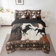 thumbnail image 2 of Horse Bed in a Bag King Size Comforter Set 7 Pieces Geometry Aztec Bedding Sets,Farm Animals Cowhide Sheet Set with Comforter Cowboy Bed Set,Western Home Decor Rustic Farmhouse Decor, 2 of 5