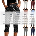 thumbnail image 3 of Hueook 3x Capris For Women Woman Fashion Slit Elastic Waist Button Zipper Pocket Sports Cropped Yoga Pants Pink XL, 3 of 6