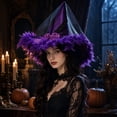 thumbnail image 7 of IAJDKMEK Halloween Witch Hat with Feather – Decoration Costume Party Wizard Hat for Women Halloween Costumes Dress Up, 7 of 7