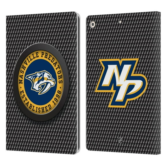 Head Case Designs Officially Licensed NHL Nashville Predators Puck Texture Leather Book Wallet Case Cover Compatible with Apple iPad 10.2 2019/2020/2021