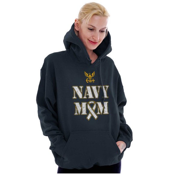 US Navy Mom Military Support Ribbon Hoodie Sweatshirt Women Brisco Brands S