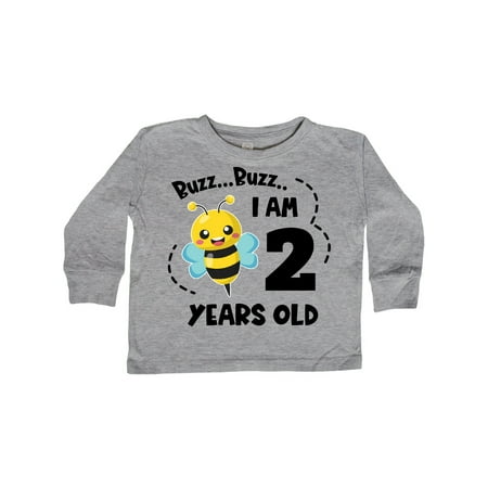 

Inktastic Buzz Buzz I am 2 Years Old Cute Bee Gift Toddler Boy or Toddler Girl Long Sleeve T-Shirt