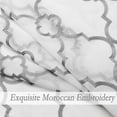 Bazaahm Lattice Grommet Sheer Curtains for Bedroom Linen Textured Embroidered White&Grey 84"L x