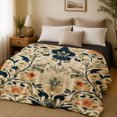 thumbnail image 3 of SPXUBZ Vintage Floral Damask Flannel Fleece Blanket Elegant Botanical Throw Blanket Decorative Soft Cozy Blanket for Bedroom Living Room 50"x40", 3 of 5