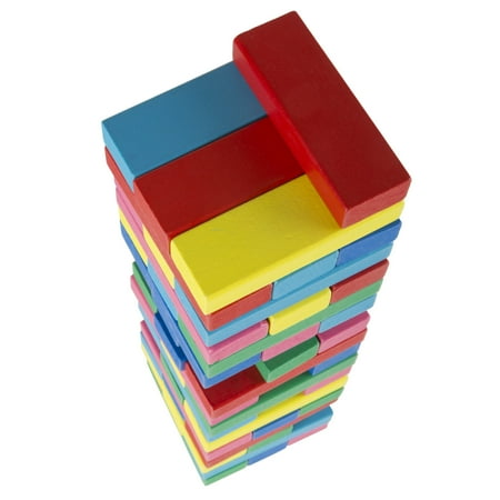 Classic Wooden Blocks Stacking Game with Colored Wood and Carrying Bag for Indoor and Outdoor Play by Hey! Play!