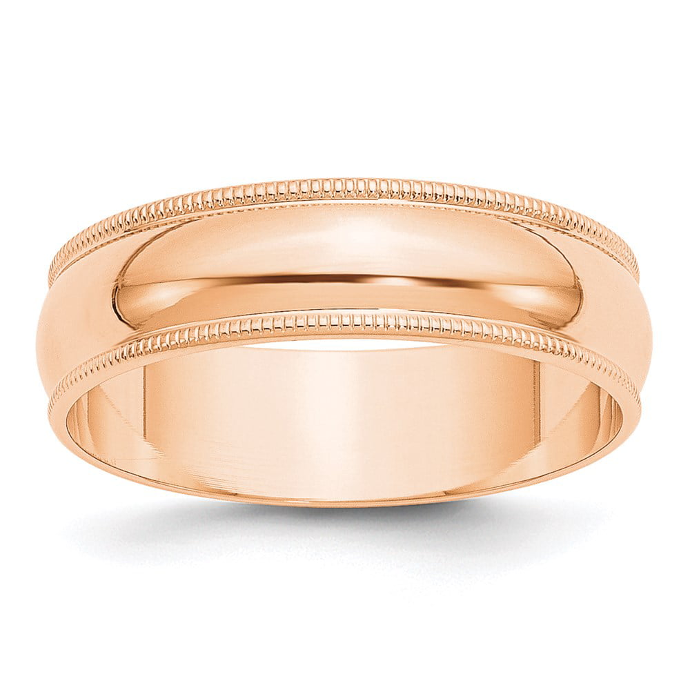 10k Rose Gold 6mm Milgrain Plain Classic Dome Wedding Band Ring Size 7 ...
