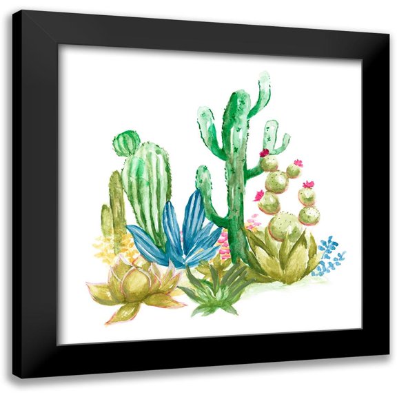 Nan 12x12 Black Modern Framed Museum Art Print Titled - Cactus Vignette II
