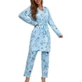 thumbnail image 2 of ZANKLEY Womens Pajamas Set 3 Piece Floral Butterfly Print Cami Top Long Pants Robe Sleepwear Loungewear Comfort, 2 of 12