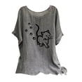 thumbnail image 2 of Linen Tops Summer Blouses 2025 Loose Fitting Short Sleeve Tops Womens Tops Summer Oversized Graphic T Shirts Oversized Tops Plus Size My Reorder List, 2 of 5