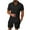 Black, variant on Men's 2 Piece Outfits,Casual Set for Men Solid Color Short Sleeve Lapel Button Cardigan Shirt and Soft Short Pants Set
