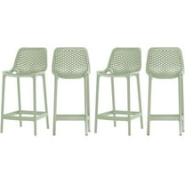 Maklaine Mint olypropylene Plastic Outdoor Patio Counter Stool (Set of 4)