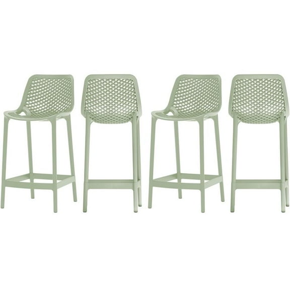 Maklaine Mint olypropylene Plastic Outdoor Patio Counter Stool (Set of 4)
