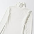thumbnail image 6 of Besolor Turtleneck Bodysuits for Women Long Sleeve Ribbed Stretch Leotards Tops Fashion Bodysuits Blouse White, 6 of 7