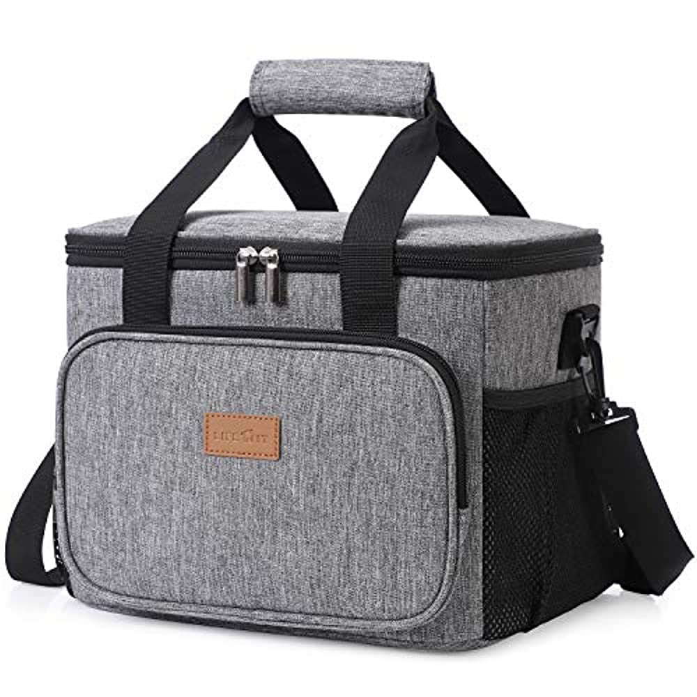 MIYCOO Lunch Bag & Lunch Box for Men Women Double Deck - Leakproof  Insulated Soft Large Adult Lunch Cooler Bag for Work (Black,15L)