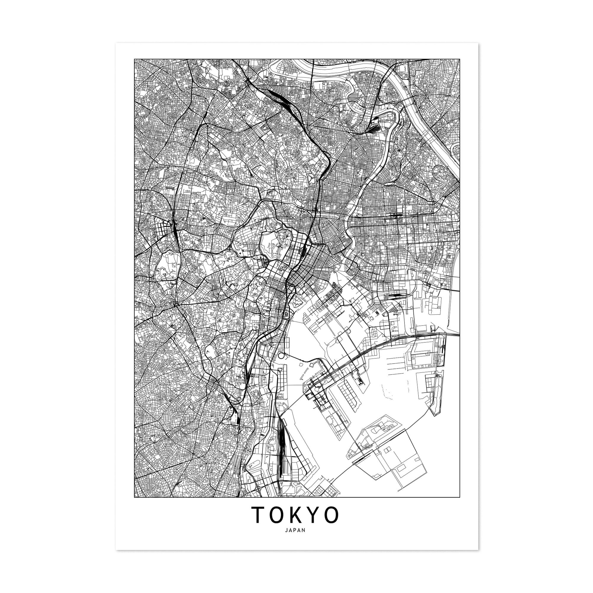 Tokyo Japan Maps Minimal Places 16 X Unframed Wall Art Print Walmart Com