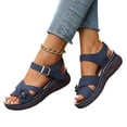 thumbnail image 2 of Domuza Orthopedic Sandals for Women Arch Support Flat Wedge Sandals Wide Width Non Slip Slip on Orthopedic Slippers Comfortable 2026 New Foam Shoes Navy 8（EU-40）, 2 of 6