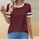 thumbnail image 2 of Pantalones Cortos para las Mujeres Sexy Cuello Redondo de Moda Casual de Manga Corta de Poliéster, Blusa de Verano de Primavera para el Uso Diario, 2 of 4