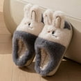 thumbnail image 2 of Tisuna Girls Boys Slippers Child Rabbit Print Soft Sole Easy On Shoes Cute Comfortable Autumn Winter Kids Plush Slippers Grey Size 6-7 Years, 2 of 4