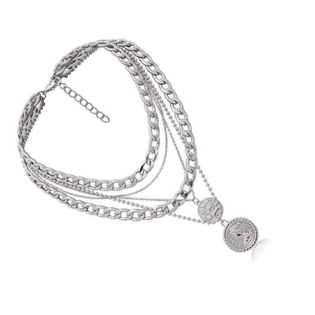 Modern Layered Coin Charm Necklace Lightweight Alloy Jewelry Stylish Gifts for Daily Outfits